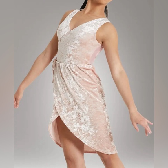 Weissman Velvet Wrap Dress Lyrical Dance Leotard with open back light pink NEW - Picture 1 of 11